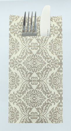 EVŐESZKÖZTARTÓ SZALVÉTÁK - Evőeszköztartó zsebszalvéta Linclass Kiyan (krém-barna) / 40 × 40 cm / 75 db