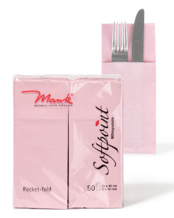 Zsebes evőeszköztartó szalvéta, Softpoint – Rózsaszín / 33 × 40 cm / 50 db [4]