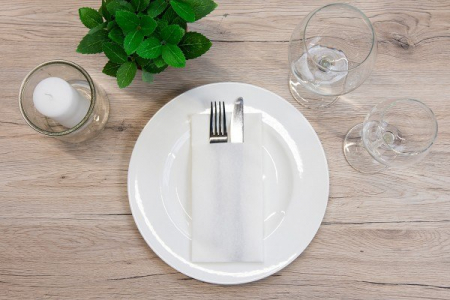 EVŐESZKÖZTARTÓ SZALVÉTÁK - Zsebes evőeszköztartó szalvéta, Spanlin – Fehér / 40 × 40 cm / 75 db