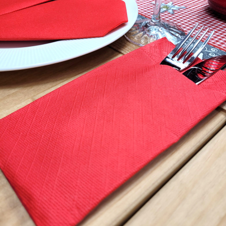 DELUXE, 4 rétegű - Zsebes evőeszköz-tartó szalvéta Tissue Deluxe – Rózsaszín / 40 × 40 cm / 100 db