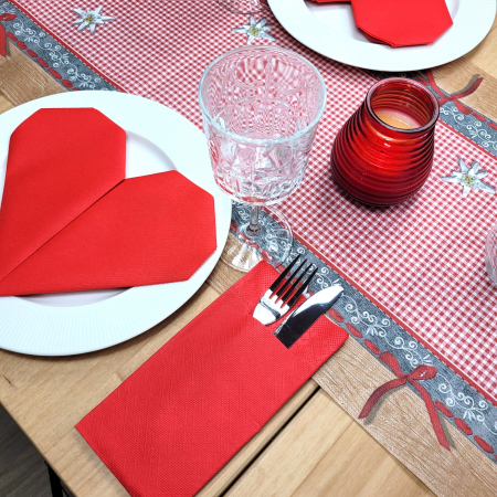 Zsebes evőeszköz-tartó szalvéta Tissue Deluxe – Rózsaszín / 40 × 40 cm / 100 db [1]