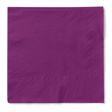 Asztali szalvéták, 3 rétegű, egyszínű - Asztali szalvéta, 3 rétegű, Tissue – Aubergine (sötétlila) / 40 × 40 cm / 100 db