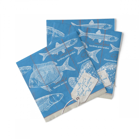Háromrétegű asztali szalvéta Tissue – Fisch-Essen (halminta) / 40 × 40 cm / 100 db [1]