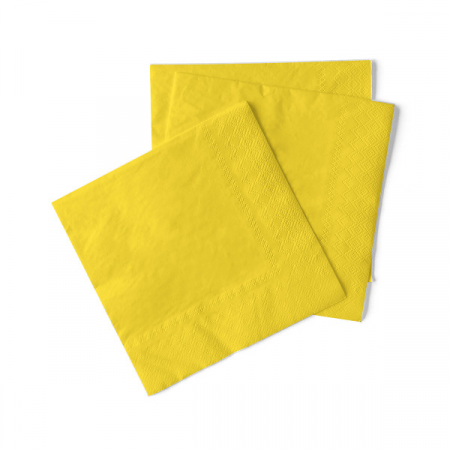 Asztali szalvéták, 3 rétegű, egyszínű - 3 rétegű asztali szalvéta, Tissue – Sárga / 24 × 24 cm / 150 db