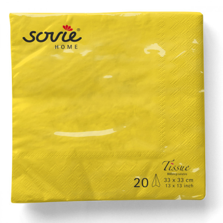 3 rétegű asztali szalvéta, Tissue – Sárga / 33 × 33 cm / 20 db [1]