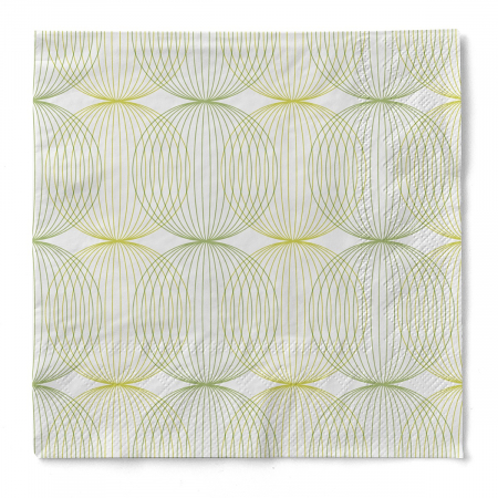 Asztali szalvéták, 3 rétegű, mintás - Asztali szalvéta, 3 rétegű, Tissue – Ludo (lime zöld-oliv zöld minta) / 40 × 40 cm / 100 db