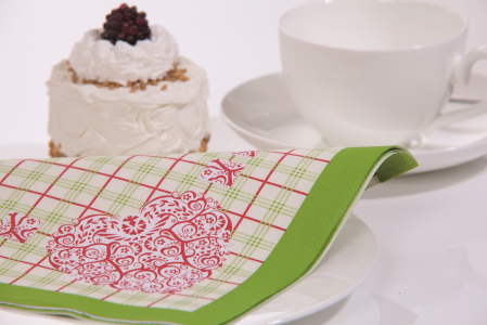 Asztali szalvéták, 3 rétegű, mintás - 3 rétegű asztali szalvéta, Tissue – Meg (kockás és szíves) / 40 × 40 cm / 100 db