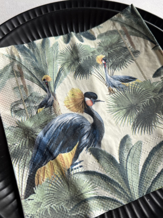 Háromrétegű asztali szalvéta Tissue – Pálmafák és gólyák / 33 × 33 cm / 20 db [2]