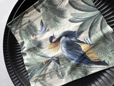 Háromrétegű asztali szalvéta Tissue – Pálmafák és gólyák / 33 × 33 cm / 20 db [3]