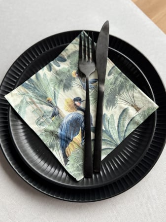 Asztali szalvéták, 3 rétegű, mintás - Háromrétegű asztali szalvéta Tissue – Pálmafák és gólyák / 33 × 33 cm / 20 db