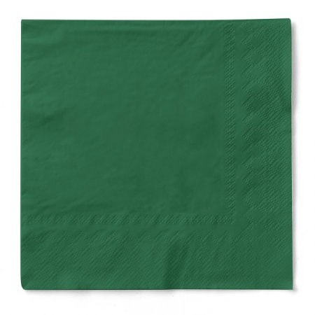 Asztali szalvéták, 3 rétegű, egyszínű - 3 rétegű asztali szalvéta, Tissue – Sötétzöld / 33 × 33 cm / 20 db