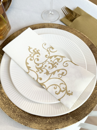 Airlaid ünnepi asztali szalvéta – Arany minta / 48 × 43 cm / 60 db [2]