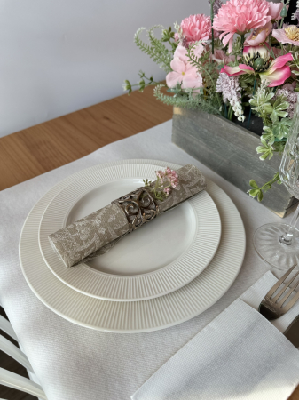 Ünnepi asztali szalvéta, Linclass – Jacquard (bézs) / 40 × 40 cm / 12 db [7]