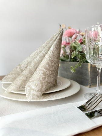 Ünnepi asztali szalvéta, Linclass – Jacquard (bézs) / 40 × 40 cm / 12 db [2]