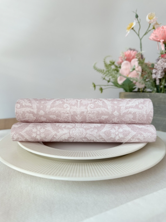Ünnepi asztali szalvéta, Linclass – Jacquard (pasztell rózsaszín) / 40 × 40 cm / 12 db [7]