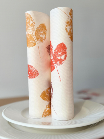 ŐSZI KOLLEKCIÓ - Ünnepi asztali szalvéta – Linclass Jola (őszi minta) / 40 × 40 cm / 12 db  