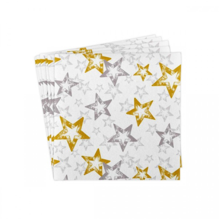 Szalvéták asztali ünnepi Linclass pentru Craciun/Revelion - Allison (stelute aurii si argintii) / 40 x 40 cm / 50 db [4]