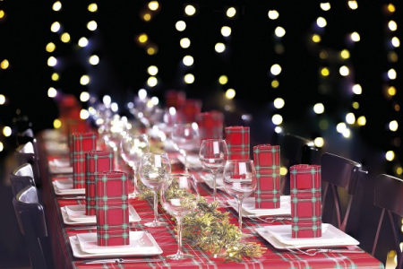 Szalvéták asztali ünnepi Linclass pentru Craciun/Revelion - Charles (carouri piros-zöld) / 40 x 40 cm / 50 db