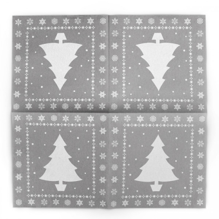Szalvéták asztali ünnepi Linclass pentru Craciun/Revelion - Fehér Tree (argintiu) / 40 x 40 cm / 12 db [2]