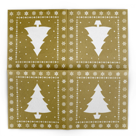 Szalvéták asztali ünnepi Linclass pentru Craciun/Revelion - Fehér Tree (Arany) / 40 x 40 cm / 12 db [8]