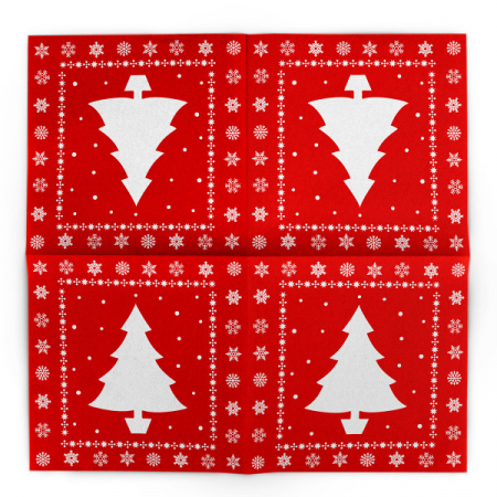 Szalvéták asztali ünnepi Linclass - Fehér Tree (piros) / 40 x 40 cm / 12 db [1]