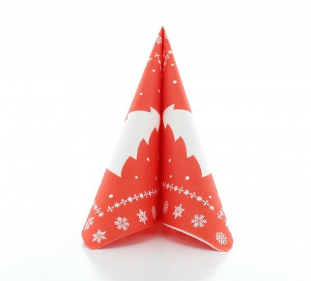 Szalvéták asztali ünnepi Linclass - Fehér Tree (piros) / 40 x 40 cm / 12 db [2]