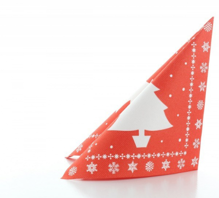 Szalvéták asztali ünnepi Linclass - Fehér Tree (piros) / 40 x 40 cm / 12 db [3]