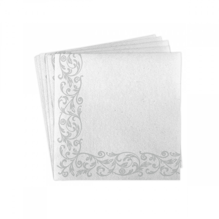 ÜNNEPI ASZTALI SZALVÉTÁK - Ünnepi asztali szalvéták, Linclass – Rob (ezüst szegéllyel) / 40 × 40 cm / 50 db  