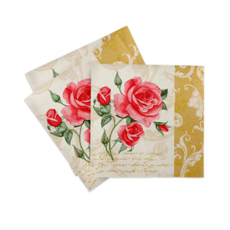 Ünnepi asztali szalvéták, Linclass – Romantic (Arany) / 40 × 40 cm / 12 db [8]