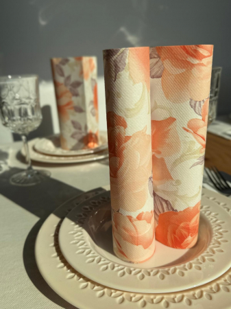 Ünnepi asztali szalvéta, Linclass - Rosalie (pasztell narancs) / 40 x 40 cm / 50 db [6]