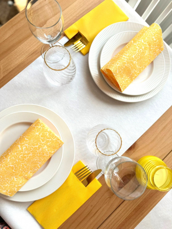 Ünnepi asztali szalvéták, Spanlin – Denice (sárga) / 40 × 40 cm / 30 db   [2]