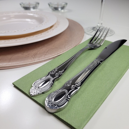 Linclass ultra prémium szalvéták, olívazöld, 40 × 40 cm, hajtogatás 1/8, 12 db [1]