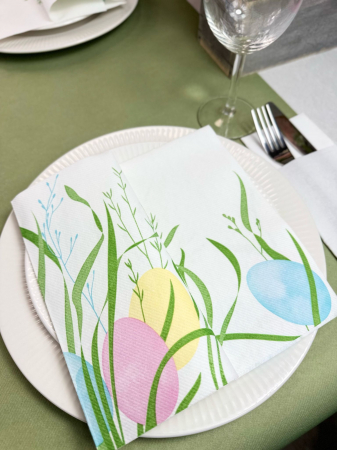 Set accesorii decorative masa festiva Paste - Szalvéták ünnepi Ostern si Asztali futó asztali Linclass Világos Olíva [1]