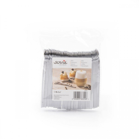 Prémium eldobható kávéskanál-készlet, fémhatású PS, 10 cm, 40 db [2]
