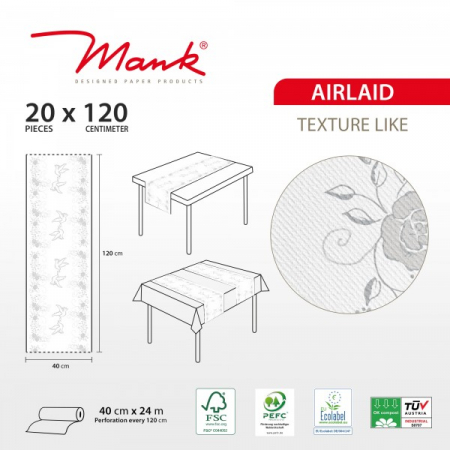 Asztali futó Linclass Wedding - Nunta (szürke-argintiu) / 40 cm x 24 m / 1 rolă [1]