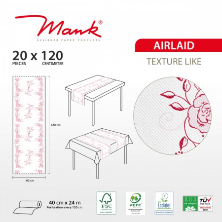 Asztali futó Linclass Wedding - Nunta (Rózsaszín-bordo) / 40 cm x 24 m / 1 rolă [1]