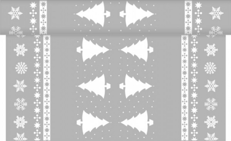 Asztali futó - Asztali futó Linclass - Fehér Tree (argintiu) / 40 cm x 4,8 m / 1 tekercs