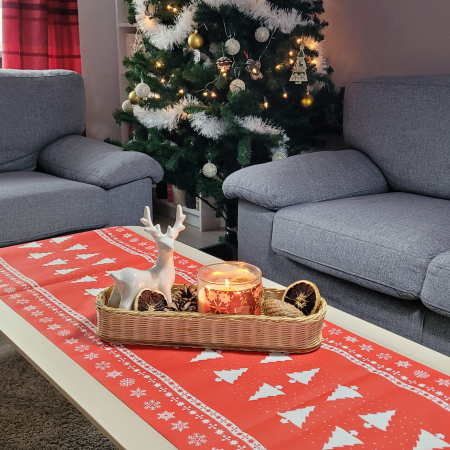 Asztali futó Linclass - Fehér Tree (piros) / 40 cm x 4,8 m / 1 tekercs [4]