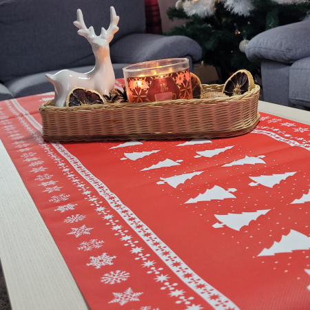 Asztali futó - Asztali futó Linclass - Fehér Tree (piros) / 40 cm x 4,8 m / 1 tekercs