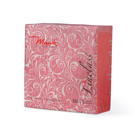 Unnepi Linclass asztali szalvetak Szilveszterre/Ujevre - Jordan weiss-bordeaux / feher-bordo / 40 × 40 cm / 50 db [2]