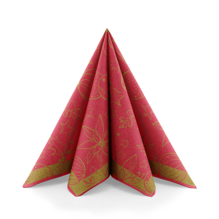 Karacsonyi unnepi szalvetak – Rendelesre - Unnepi Linclass asztali szalvetak Szilveszterre/Ujevre - Milan rot / piros / 40 × 40 cm / 50 db