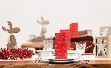 Unnepi Linclass asztali szalvetak Szilveszterre/Ujevre - Ravin rot-grun-gold / piros-zold-arany / 40 × 40 cm / 50 db [1]