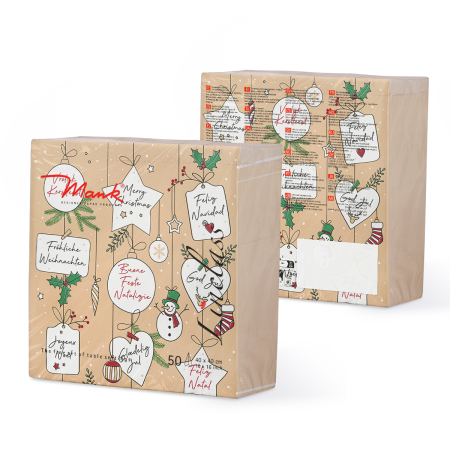 Unnepi Linclass asztali szalvetak Szilveszterre/Ujevre - Snowman / 40 × 40 cm / 50 db [2]