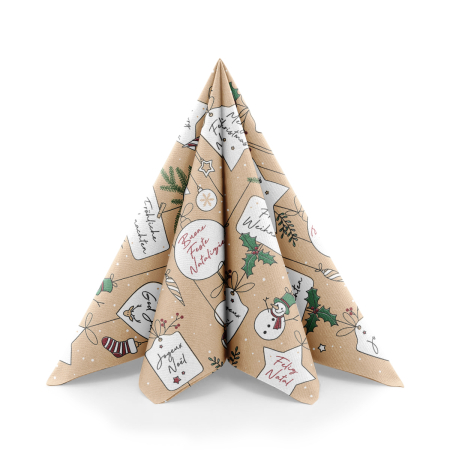 Karacsonyi unnepi szalvetak – Rendelesre - Unnepi Linclass asztali szalvetak Szilveszterre/Ujevre - Snowman / 40 × 40 cm / 50 db