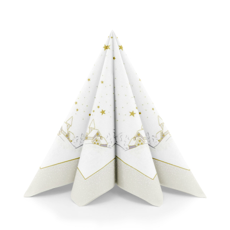 Karacsonyi unnepi szalvetak – Rendelesre - Unnepi Linclass asztali szalvetak Szilveszterre/Ujevre - Winterzauber / Teli varazs / 40 × 40 cm / 50 db