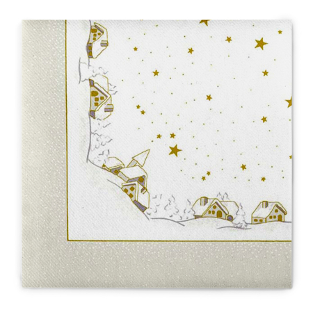 Unnepi Linclass asztali szalvetak Szilveszterre/Ujevre - Winterzauber / Teli varazs / 40 × 40 cm / 50 db [2]