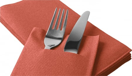 Zsebes evőeszköz-tartó szalvéta Linclass – Terrakotta (téglavörös – sötét narancs) / 40 × 40 cm / 75 db [2]
