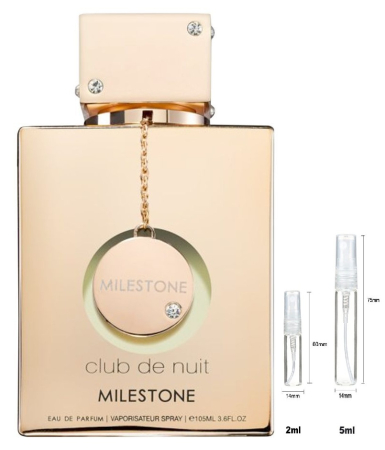 Brand - Sticluță transparentă reutilizabilă cu spray și capac pentru  Armaf Club De Nuit Milestone Unisex EDP