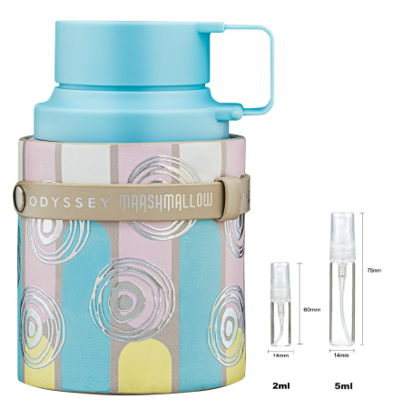 Brand - Sticluță transparentă reutilizabilă cu spray și capac pentru  Armaf Odyssey Marshmallow Unisex EDP