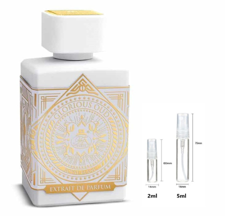 Mostre Reincarcabile - Sticluță transparentă reutilizabilă  cu  spray  și  capac  pentru  Glorious Oud Royal Blanc  French Avenue